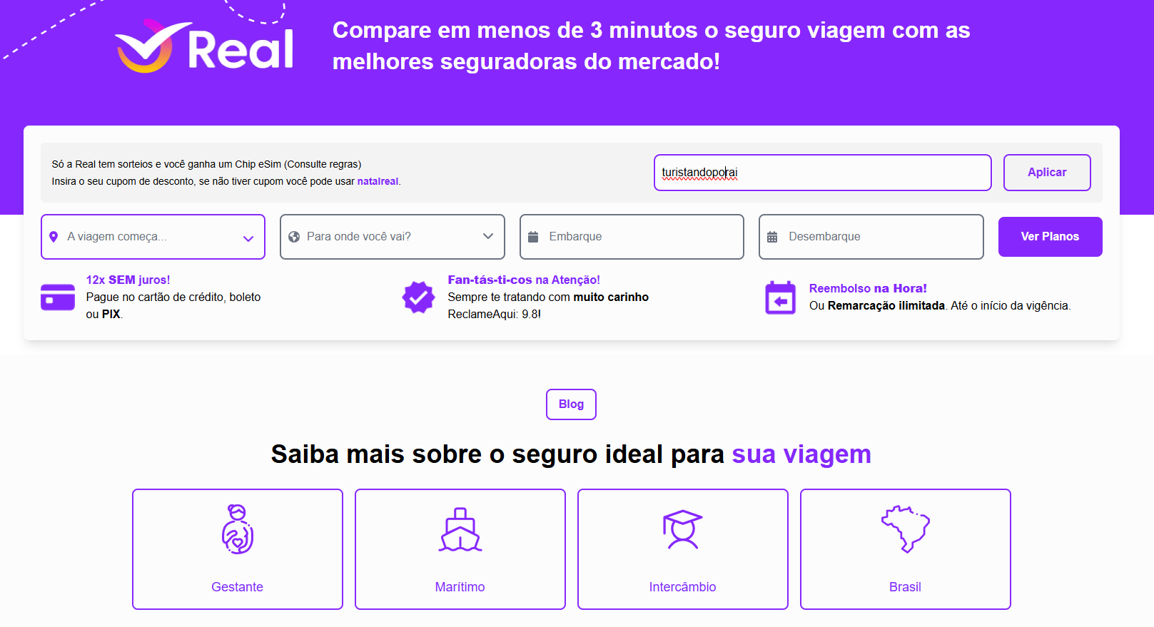 Comparar seguro viagem