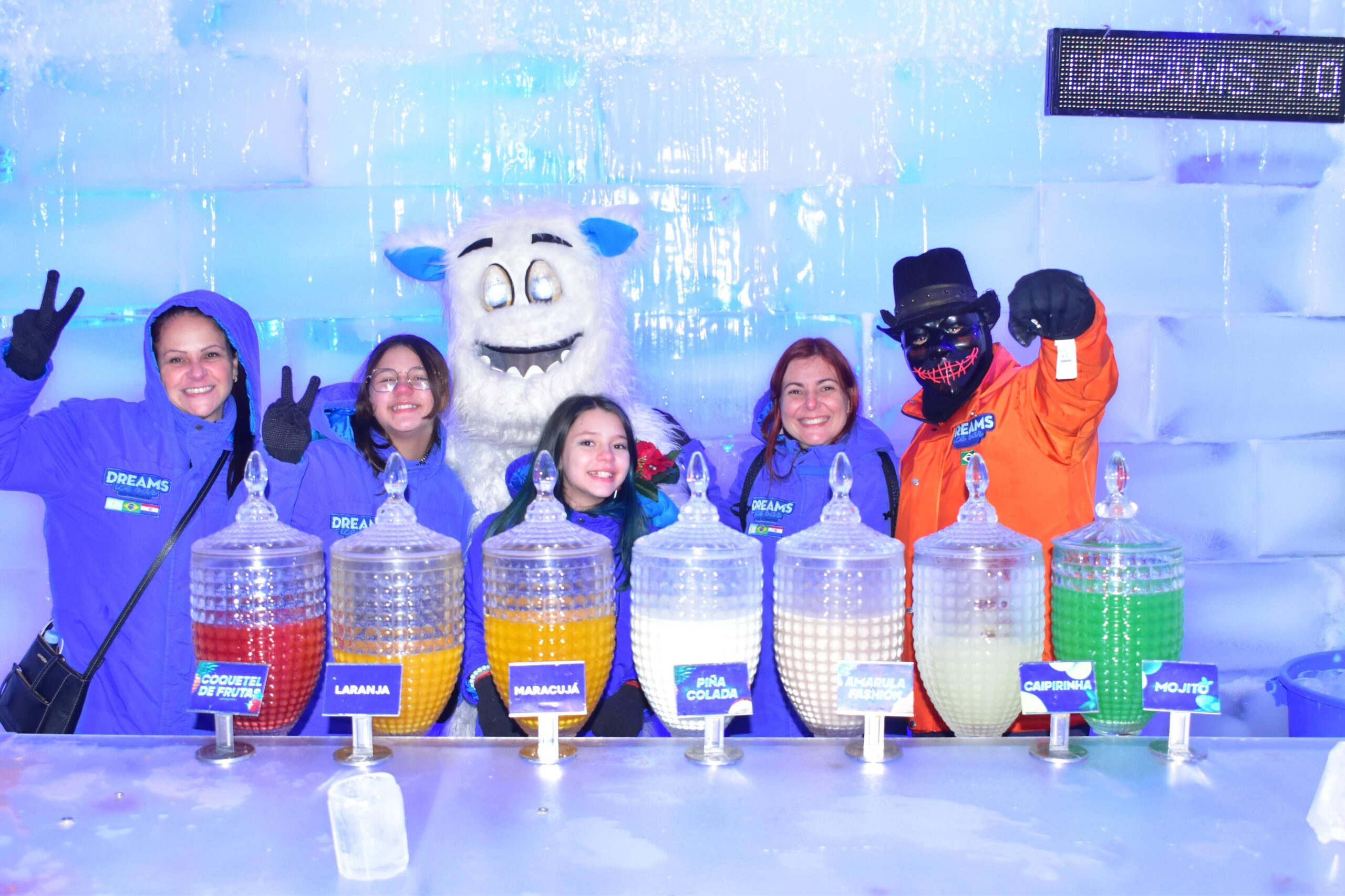 Dreams Ice Bar em Foz do Iguaçu com esculturas de gelo e ambiente a -10 graus