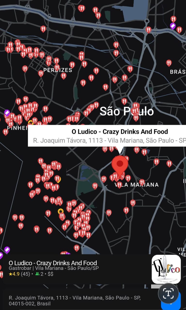 Mapa com os estabelecimentos do Prime Gourmet