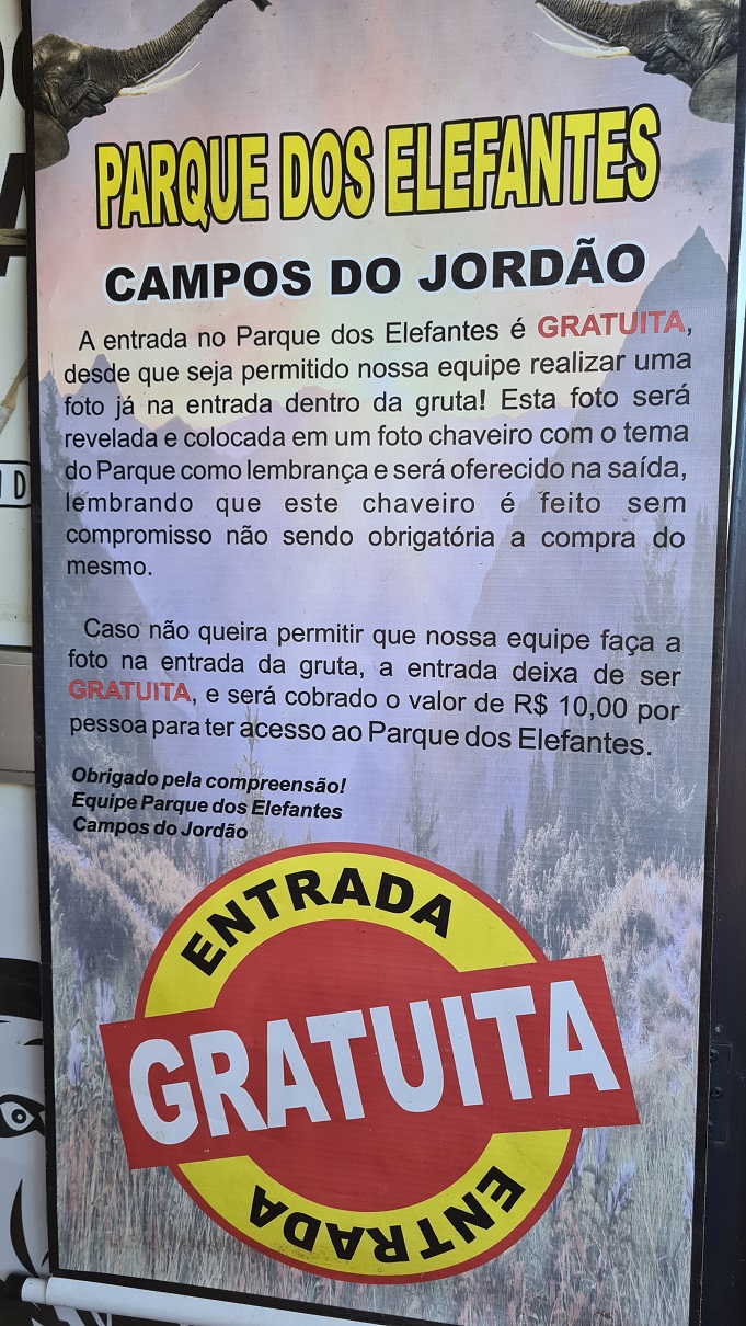 Quanto custa o ingresso para o Parque dos Elefantes em Campos do Jordão?