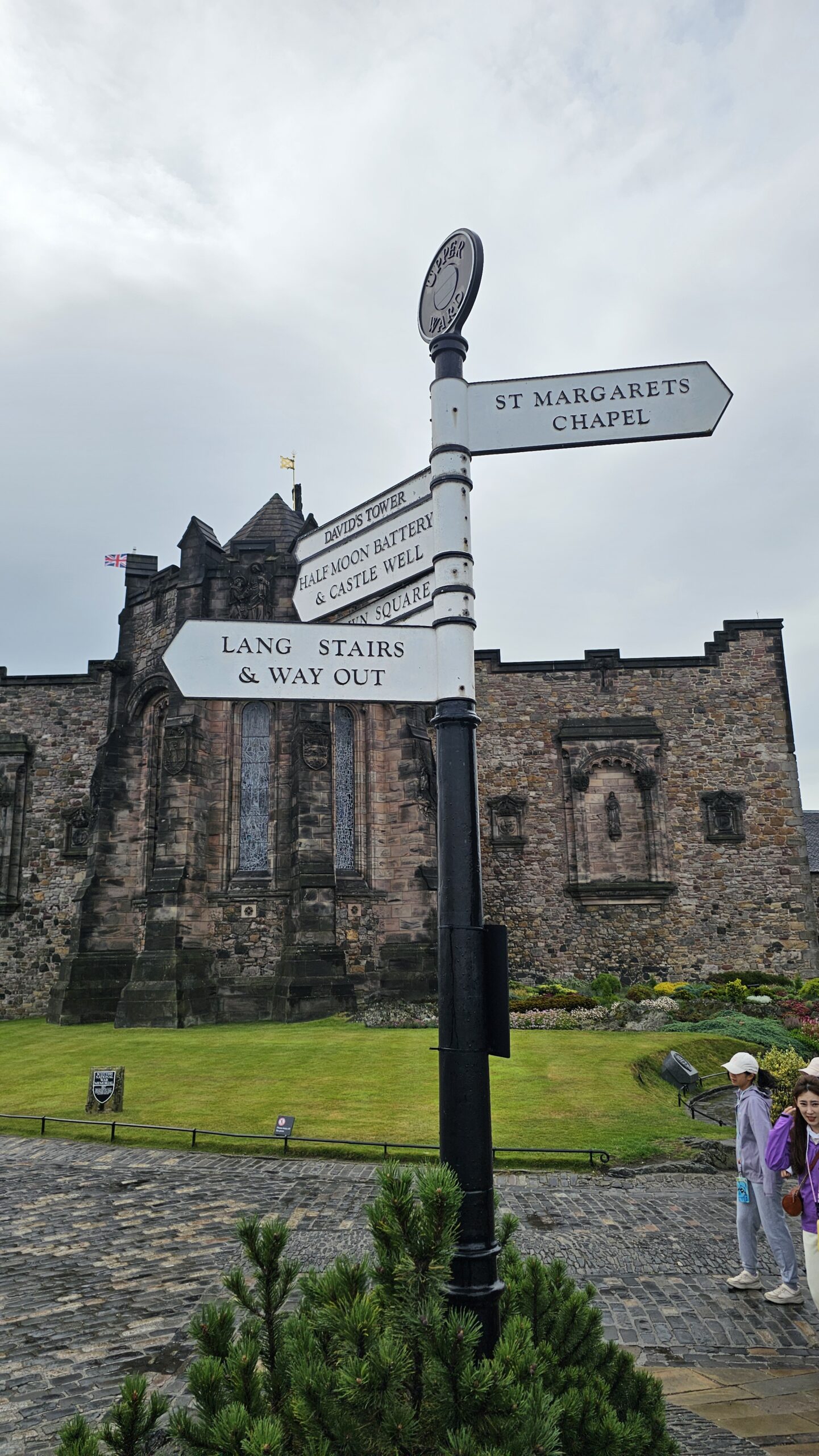 Placa interna do Castelo de Edimburgo indicando as principais atrações do complexo.