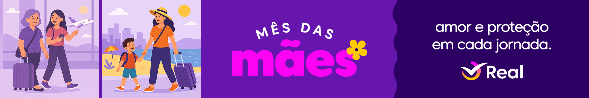 Seguro viagem promoção mês das mães na Real Seguros